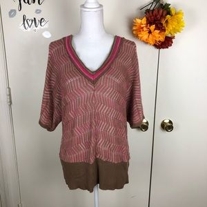 WET PAINT DOLMAN SHORT SLEEVE OPEN KNIT SWEATER 3X